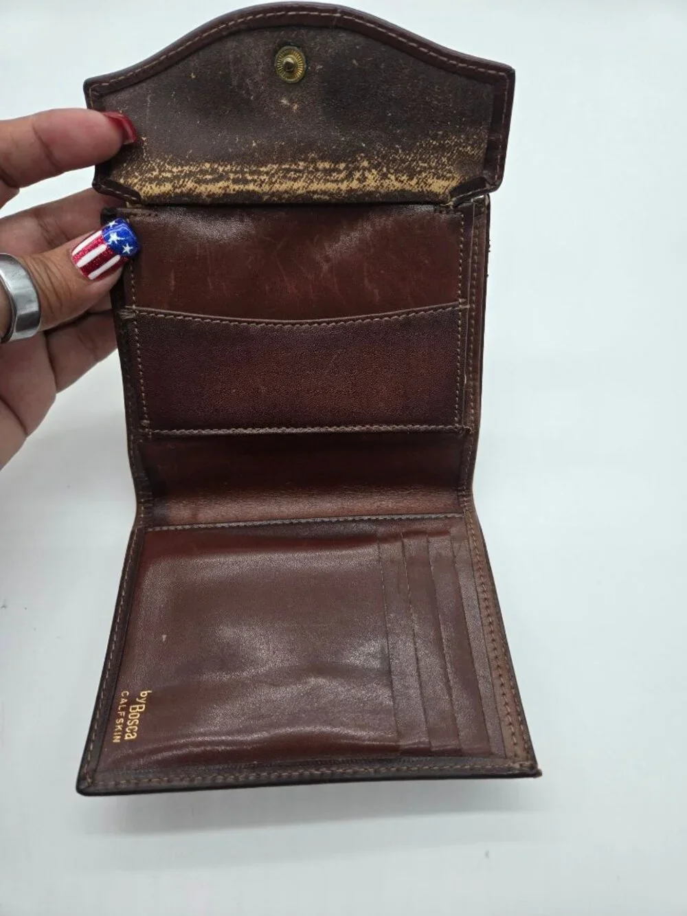 Vintage Bosca Burgundy Leather Kiss Lock Wallet Coin Purse Bifold Organizer